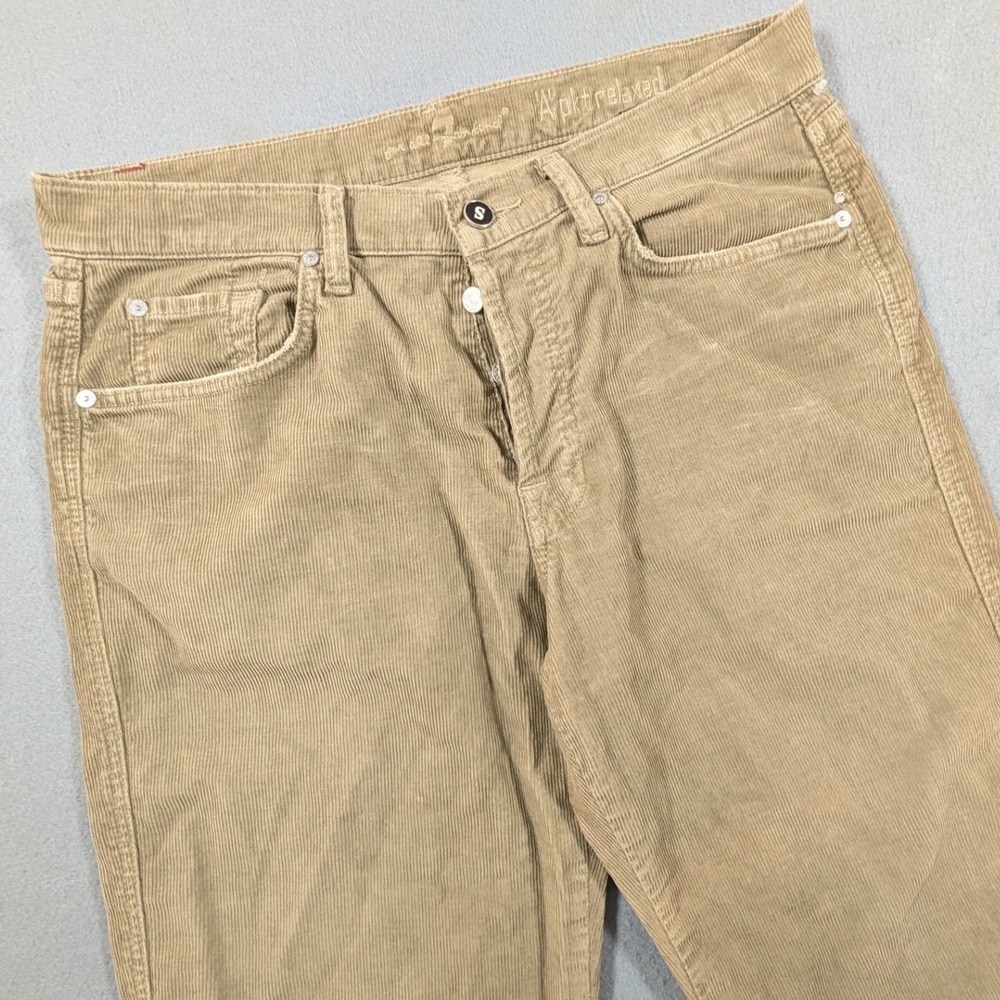 7 For All Mankind Corduroy Pants Mens 34 Austyn Relaxed Straight Tan T531383S